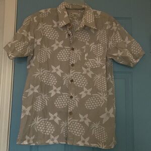 Honolua Gray Pineapple and Starfish Button-Down Shirt